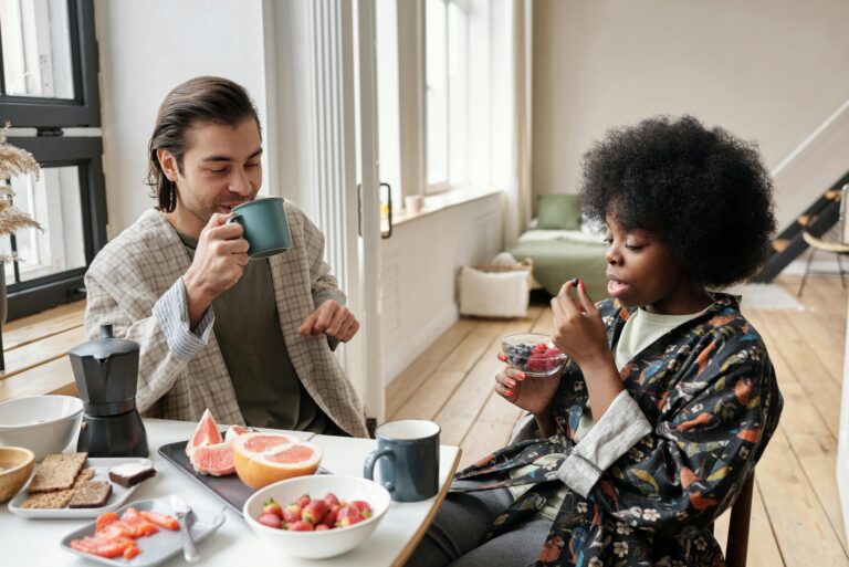 Bloor West Village couple enjoying breakfast before teeth whitening near me